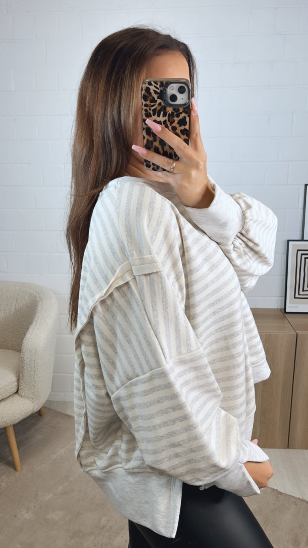 STREIFEN used - Look Sweater / hell grau - creme Art. 12718