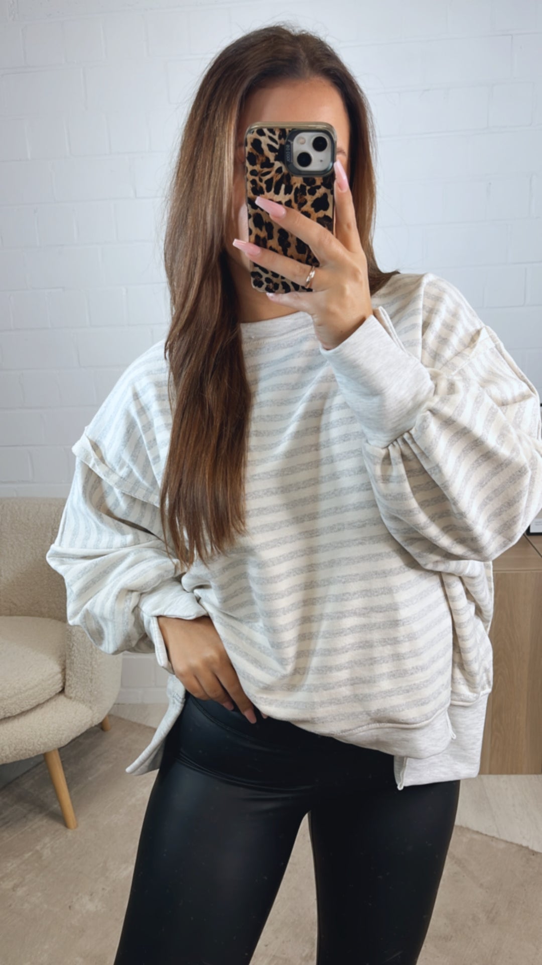STREIFEN used - Look Sweater / hell grau - creme Art. 12718