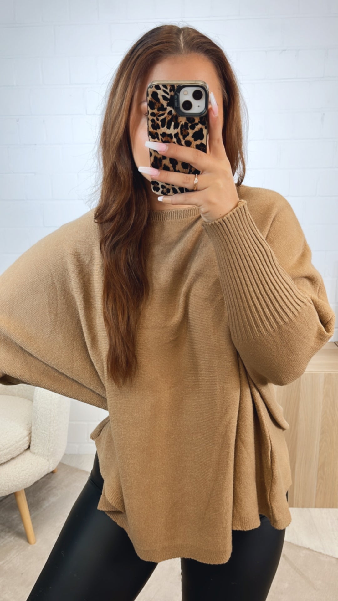 ultra weicher Pullover mit Fledermausärmeln / camel Art. 12436