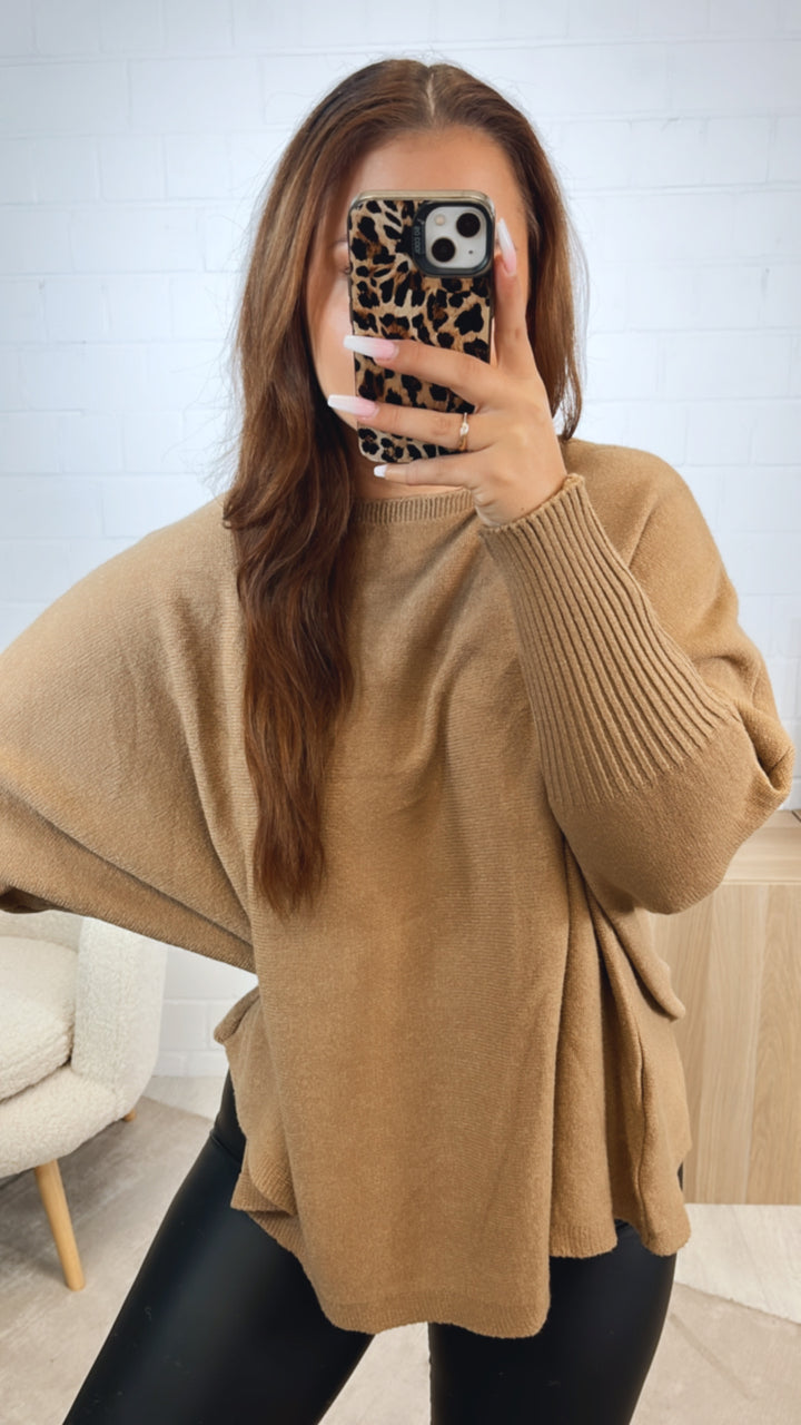 ultra weicher Pullover mit Fledermausärmeln / camel Art. 12436