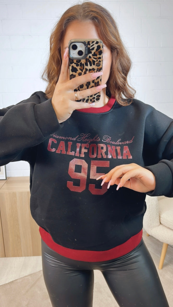 Pullover " California " / schwarz - rot Art. 12489
