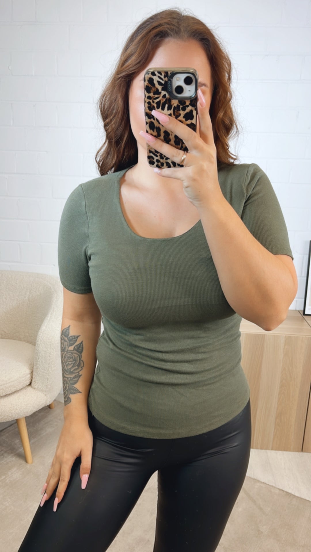 softes Ripp T-shirt / khaki Art. 12556