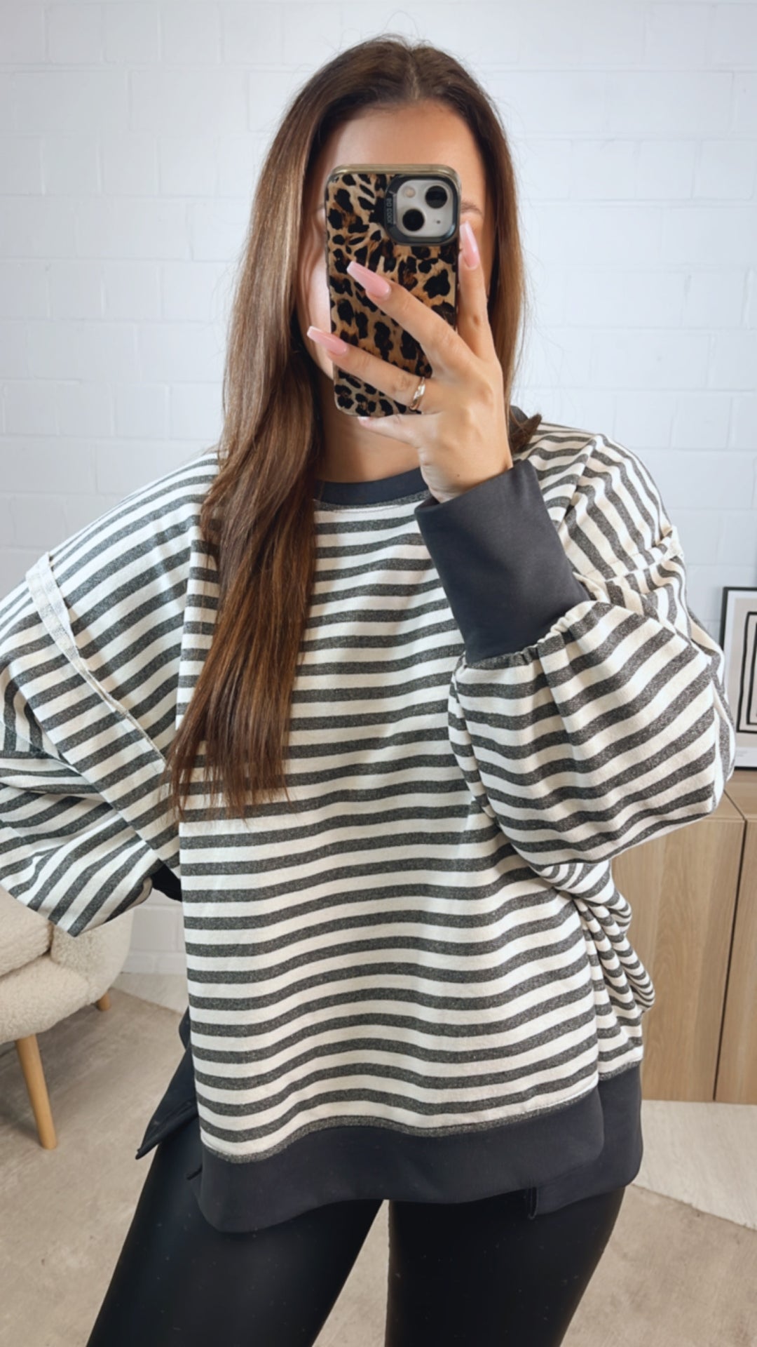 STREIFEN used - Look Sweater / anthrazit - creme Art. 12717