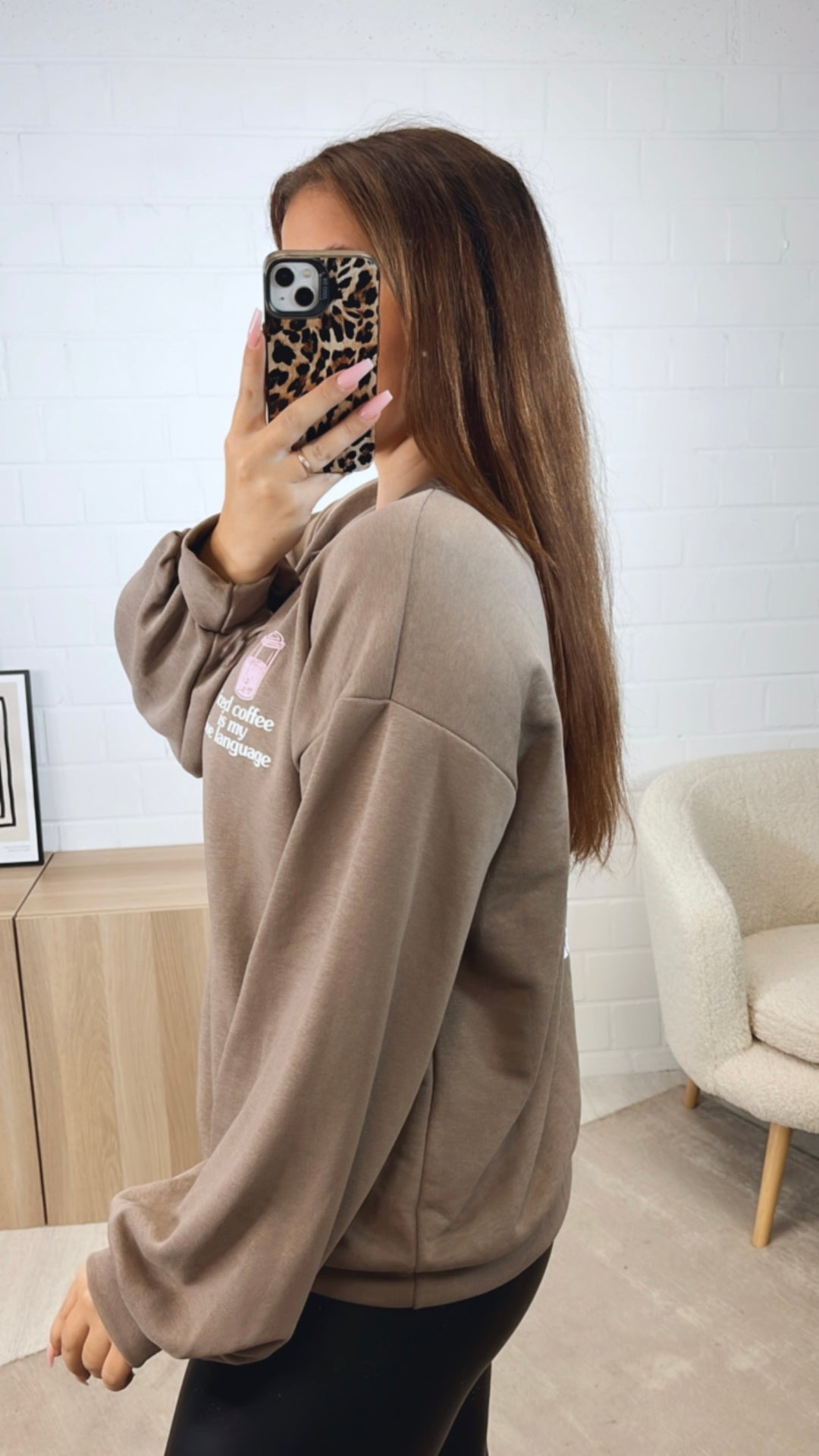 Pullover " Love Language " / taupe Art. 12628