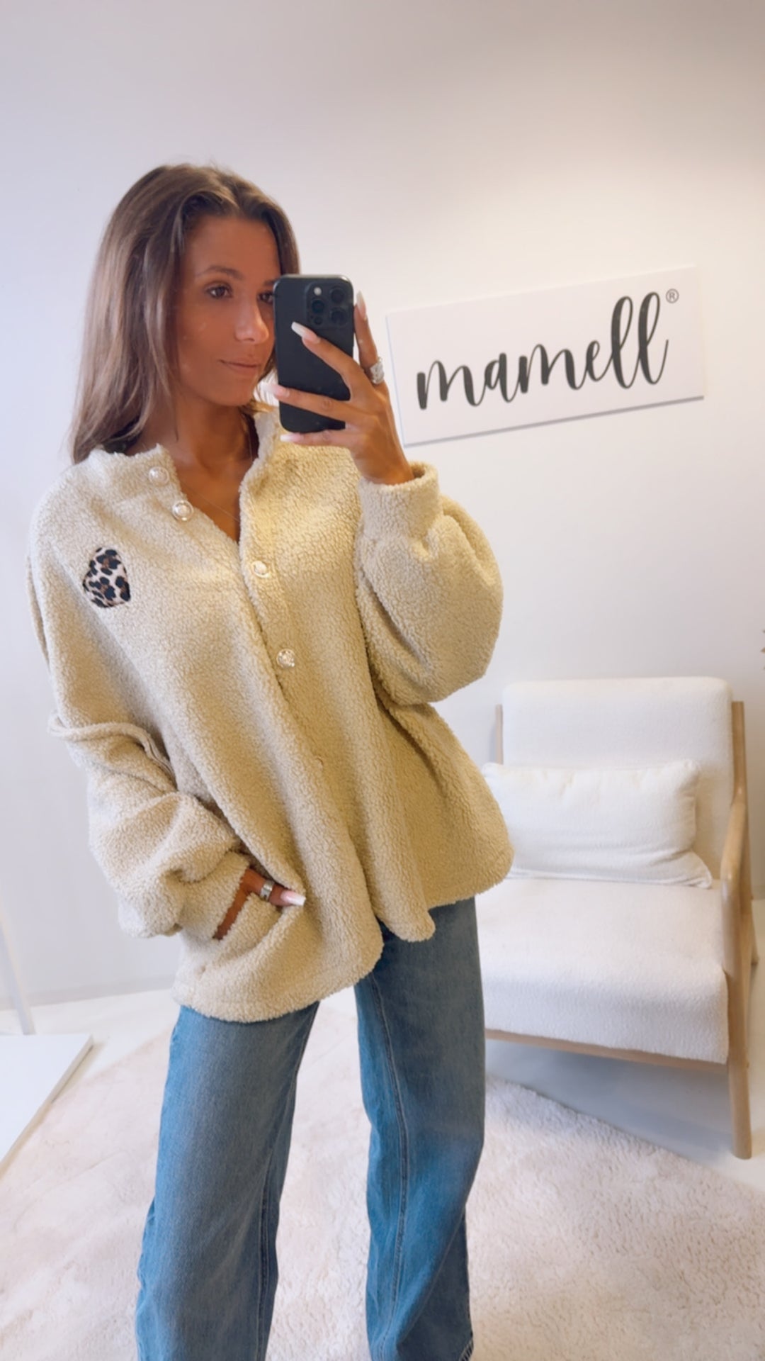 TEDDY Jacke mit gold - silbernen Knöpfen, Leo Herz / beige Art. 12563