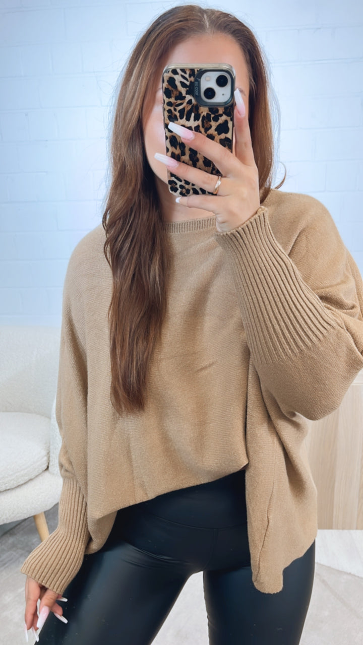 ultra weicher Pullover mit Fledermausärmeln / camel Art. 12436