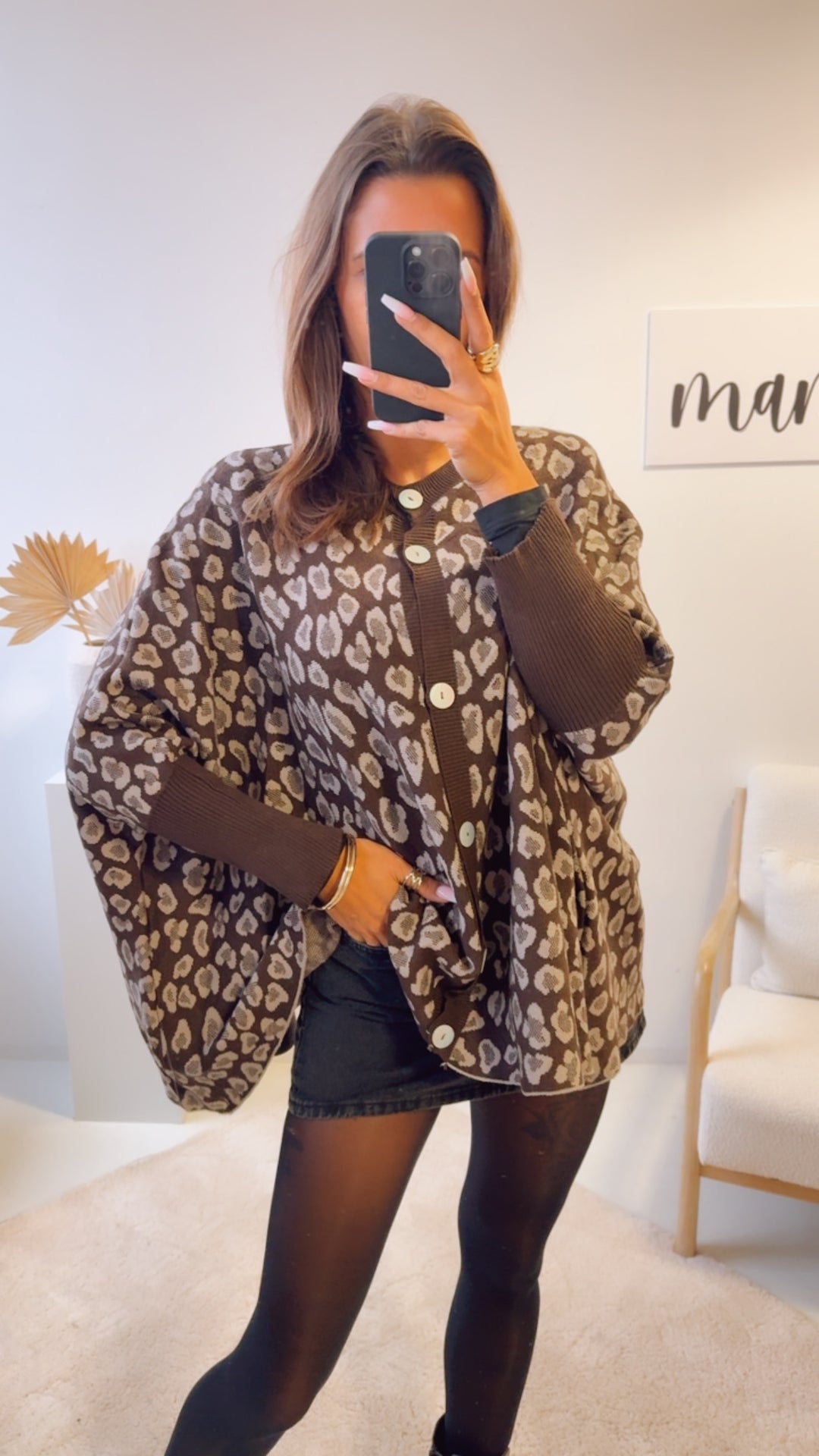 LEO Cardigan / Pullover  - ultra weicher mit Fledermausärmeln / Schoko braun - beige Art. 12760 KHX