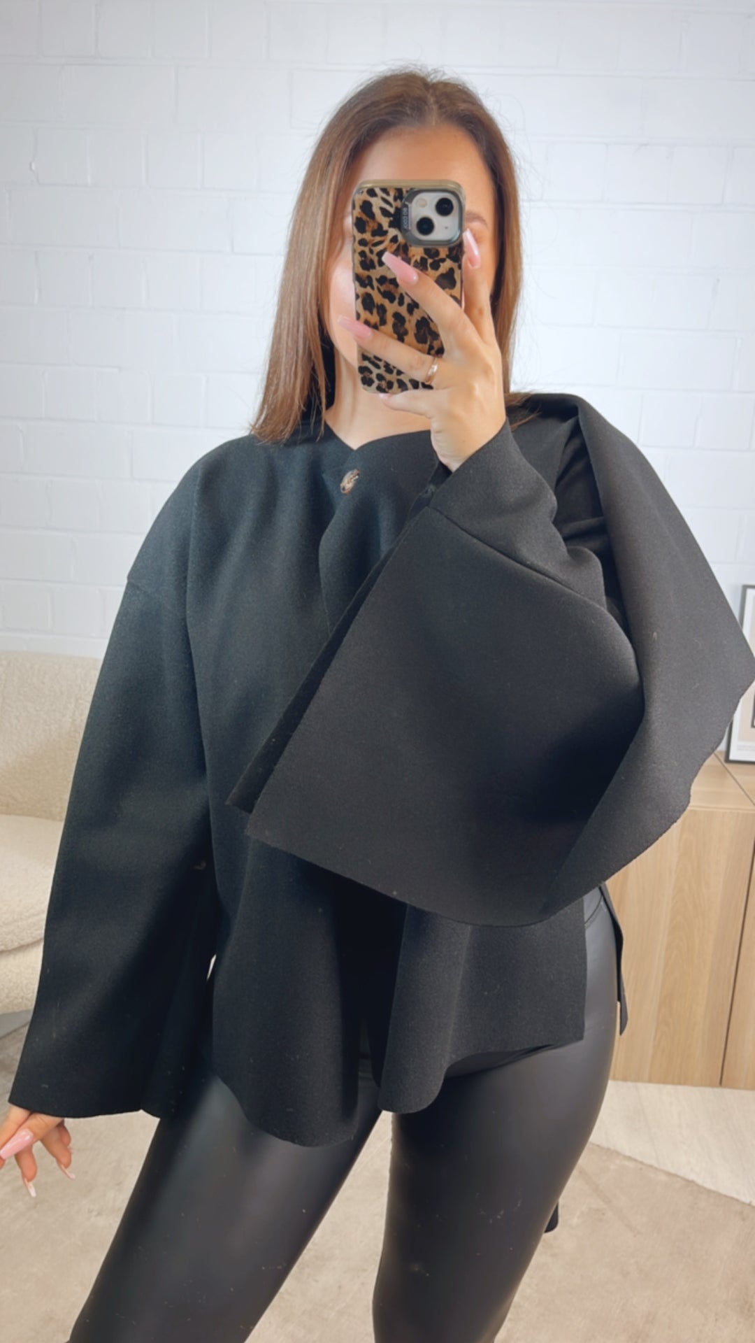 ausgefallene, stylische Übergangs Jacke / schwarz Art. 12747