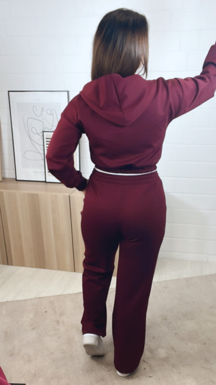 dreiteiliges Set aus Hose, Jacke und Bustier Top " Your outfit can be " / bordeaux rot Art. 12743