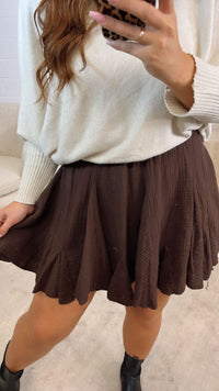 MUSSELIN ausgestellter Hosen Rock / dunkel braun Art. 12567