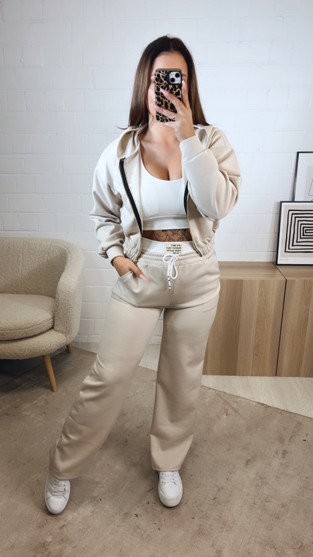 dreiteiliges Set aus Hose, Jacke und Bustier Top " Your outfit can be " / creme beige Art. 12740
