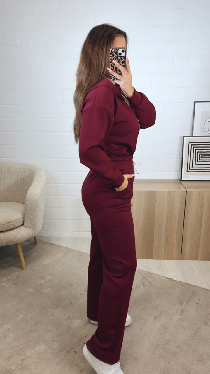 dreiteiliges Set aus Hose, Jacke und Bustier Top " Your outfit can be " / bordeaux rot Art. 12743