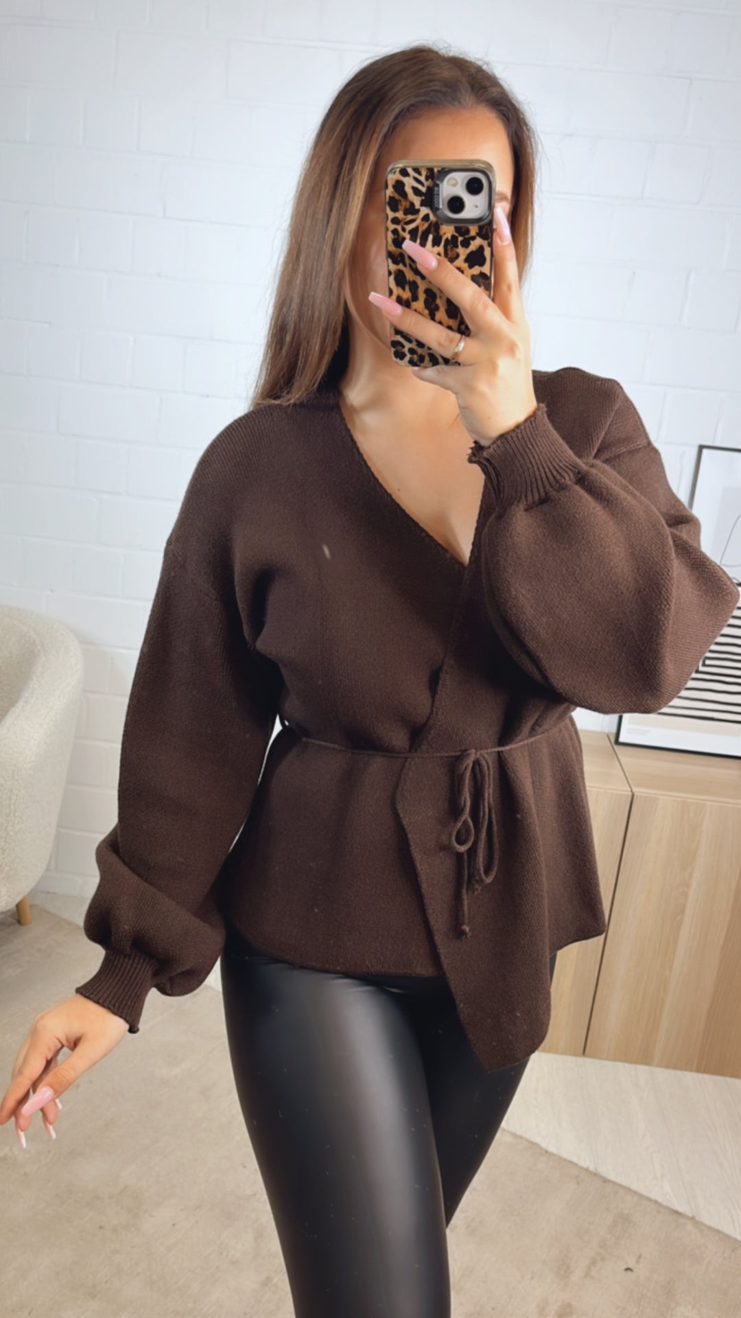 Strick Jacke zum Wickeln / schoko braun Art. 12725
