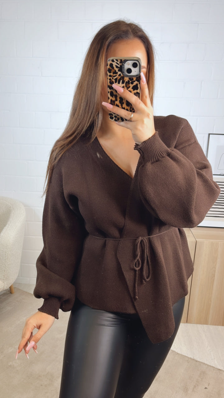 Strick Jacke zum Wickeln / schoko braun Art. 12725