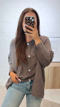 Cardigan / Pullover  - ultra weicher mit Fledermausärmeln / braun meliert Art. 11164