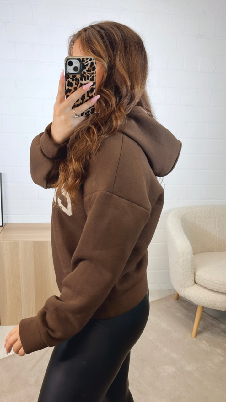 Kapuzen Hoodie " Paris " / schoko braun Art. 12487