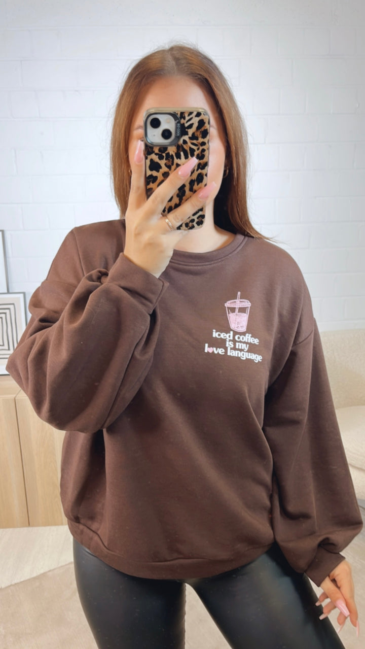 Pullover " Love Language " / schoko braun Art. 12629
