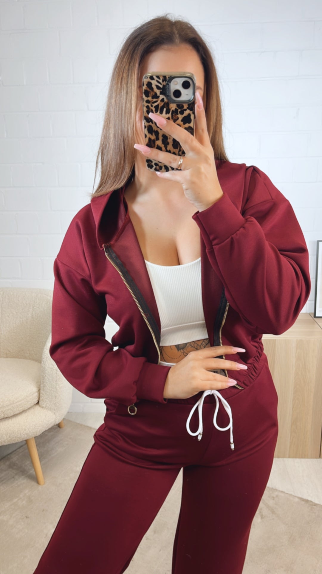 dreiteiliges Set aus Hose, Jacke und Bustier Top " Your outfit can be " / bordeaux rot Art. 12743