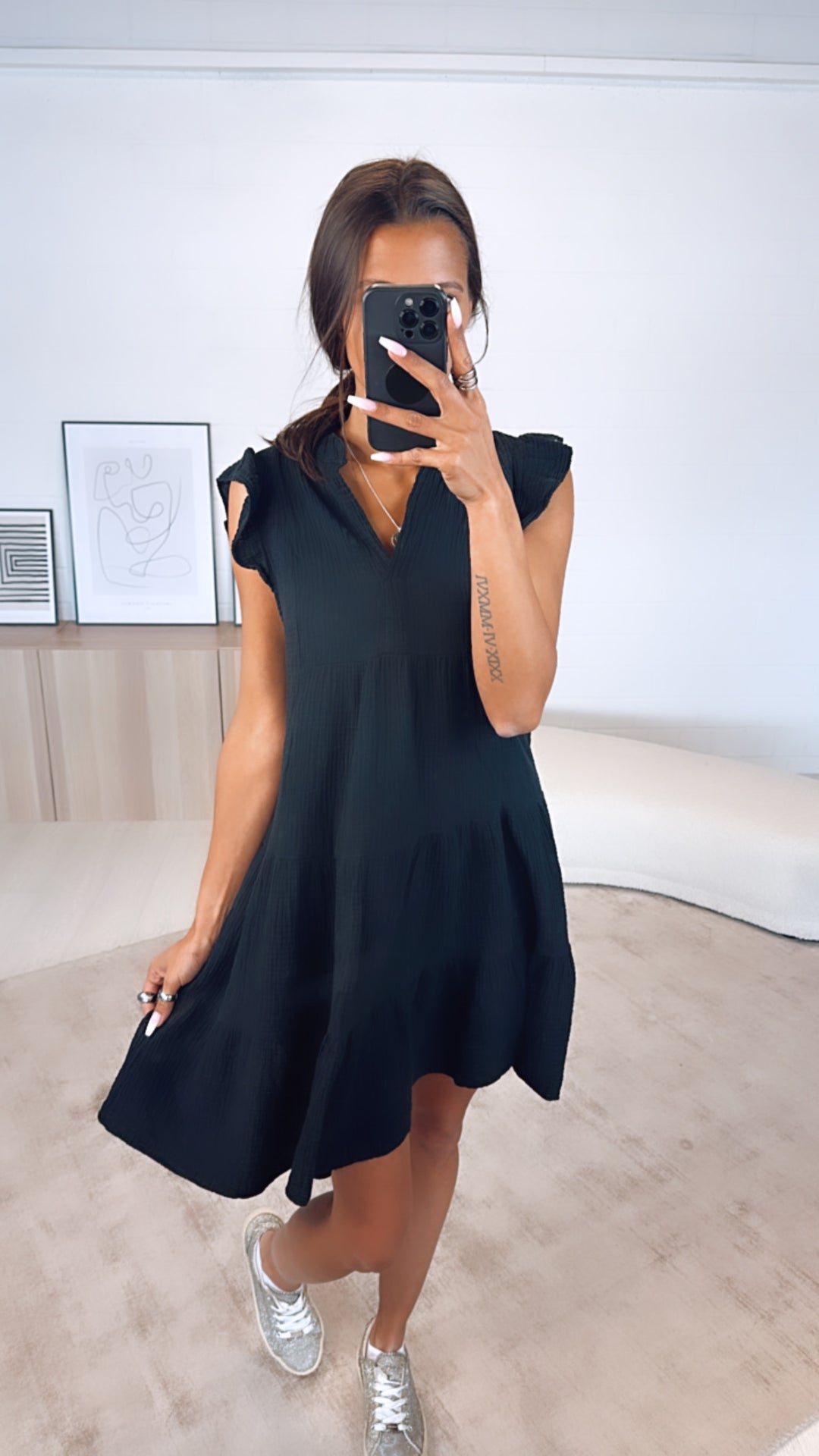 Musselin Hängerchen Kleid / schwarz Art. 6119