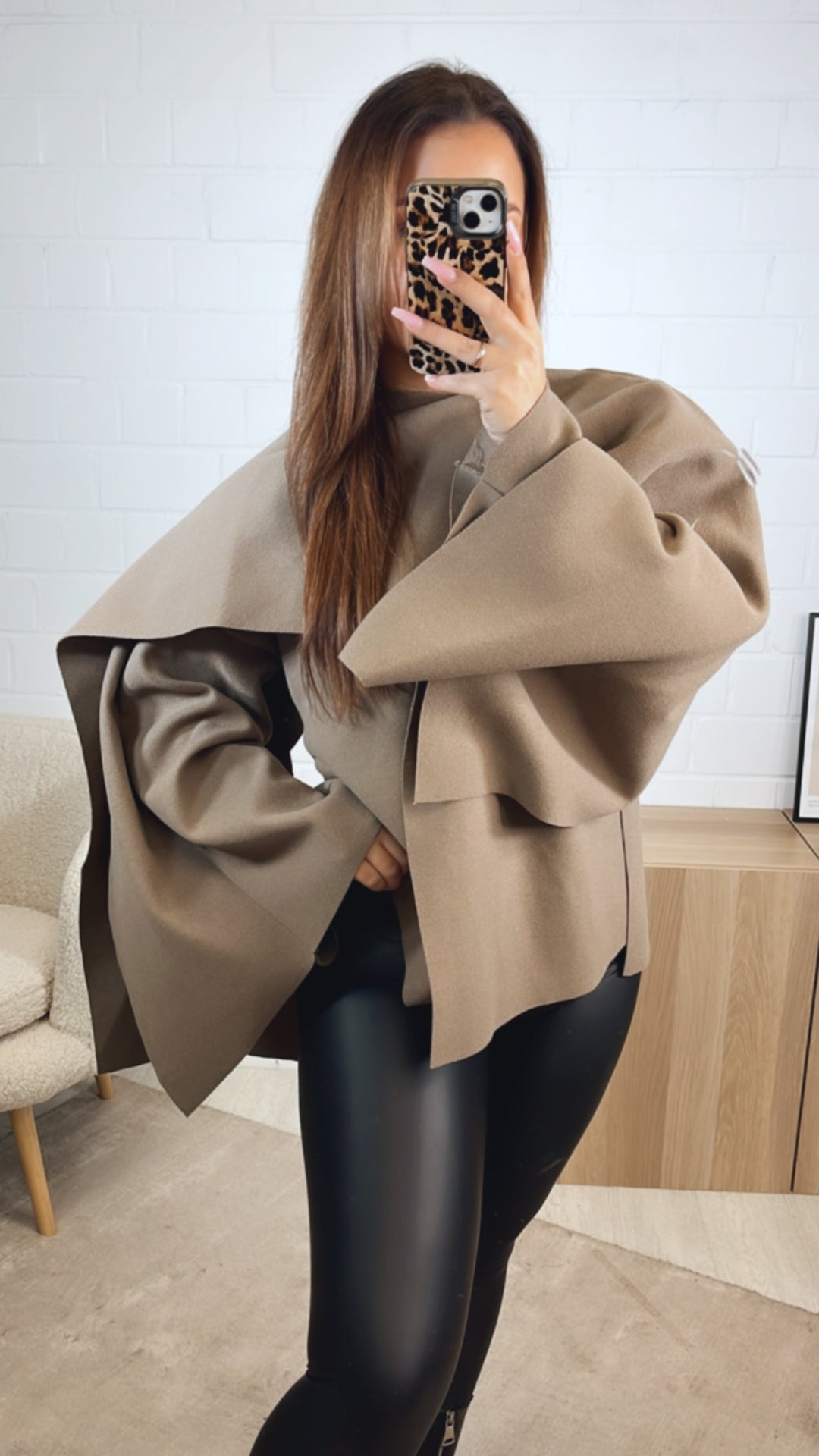 ausgefallene, stylische Übergangs Jacke / taupe Art. 12748