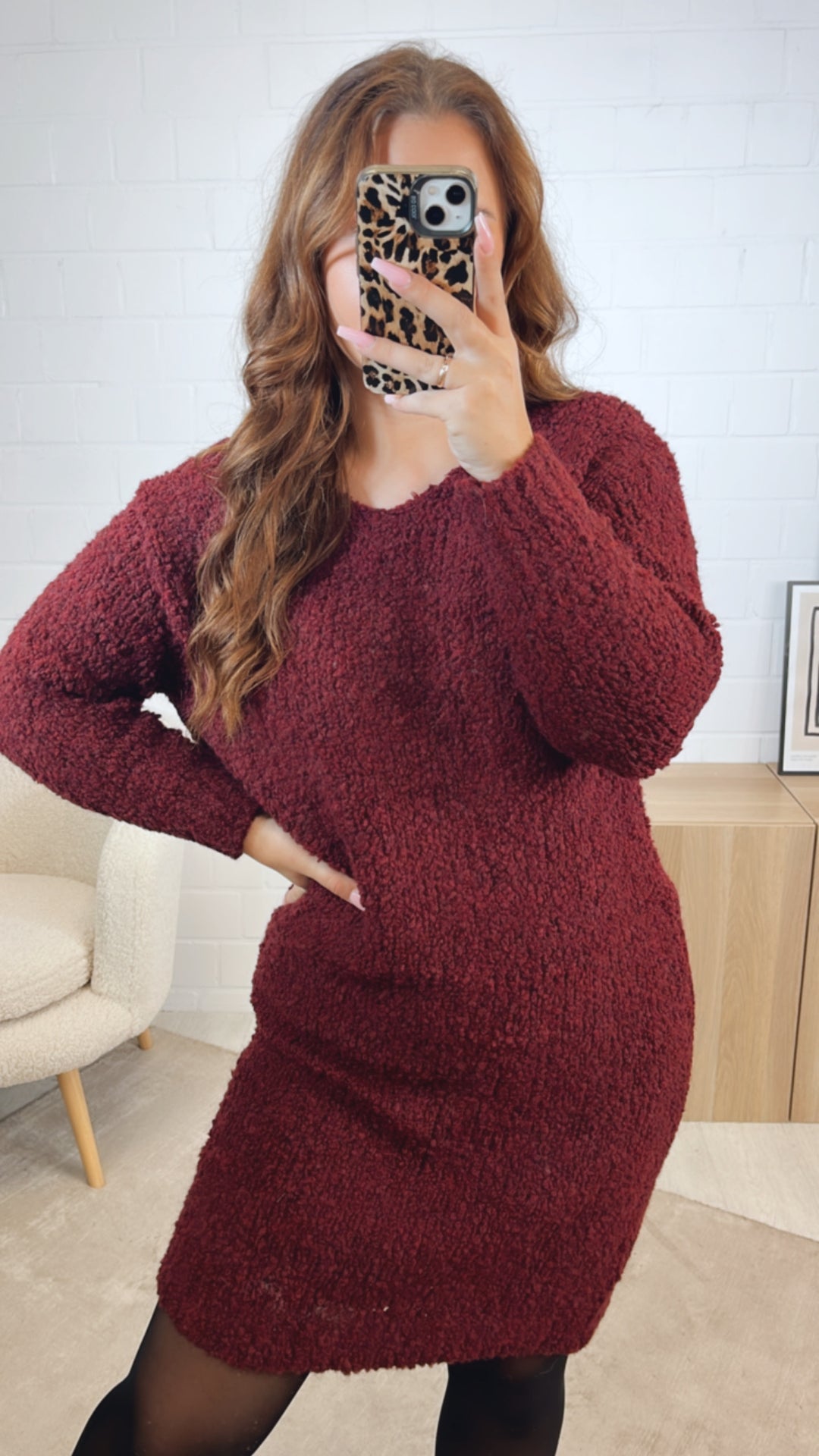 TEDDY Kleid mit Rundausschnitt / bordeaux rot Art. 12641