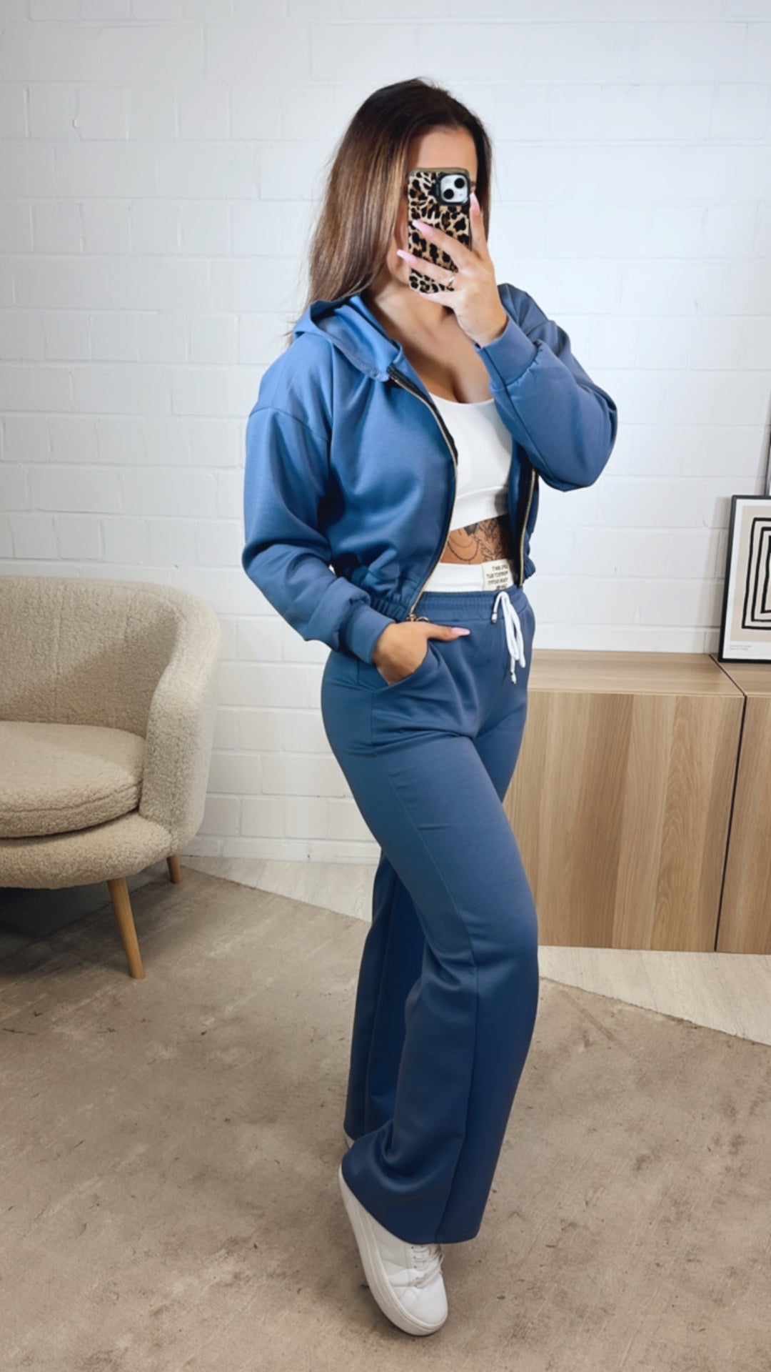 dreiteiliges Set aus Hose, Jacke und Bustier Top " Your outfit can be " / denim blau Art. 12739