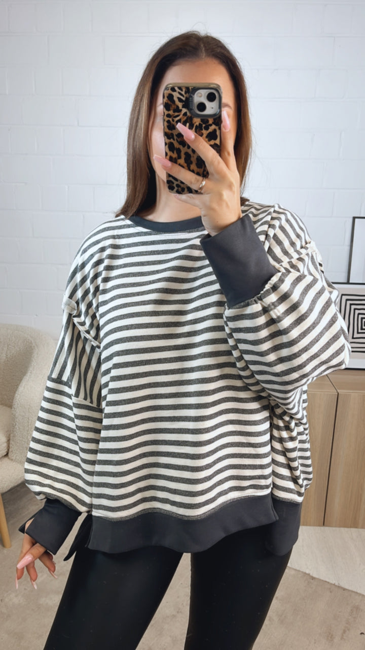 STREIFEN used - Look Sweater / anthrazit - creme Art. 12717