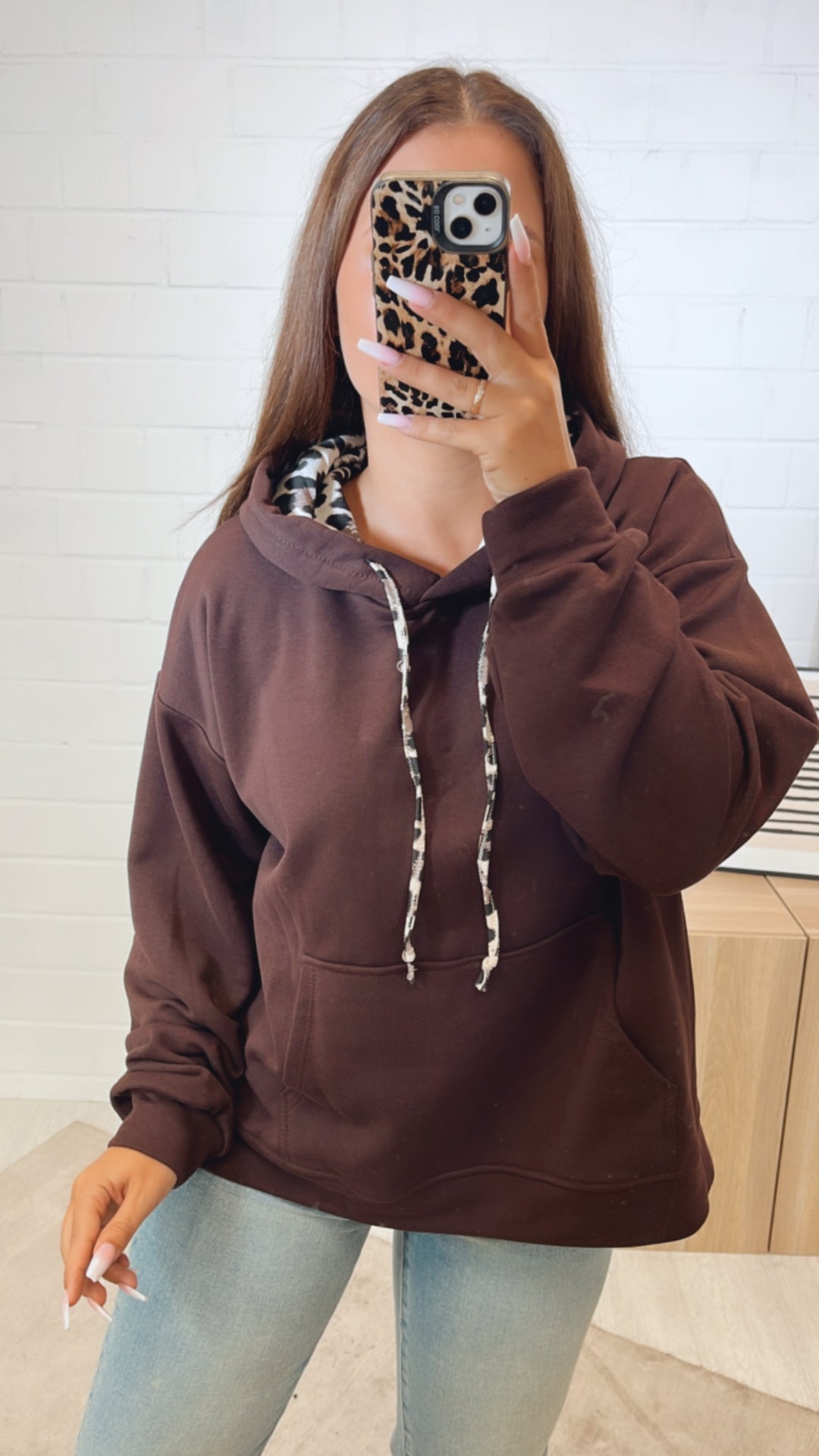 LEO Kapuzen Hoodie / dunkel braun Art. 11213