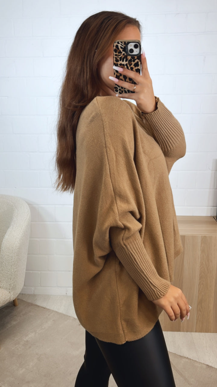 ultra weicher Pullover mit Fledermausärmeln / camel Art. 12436