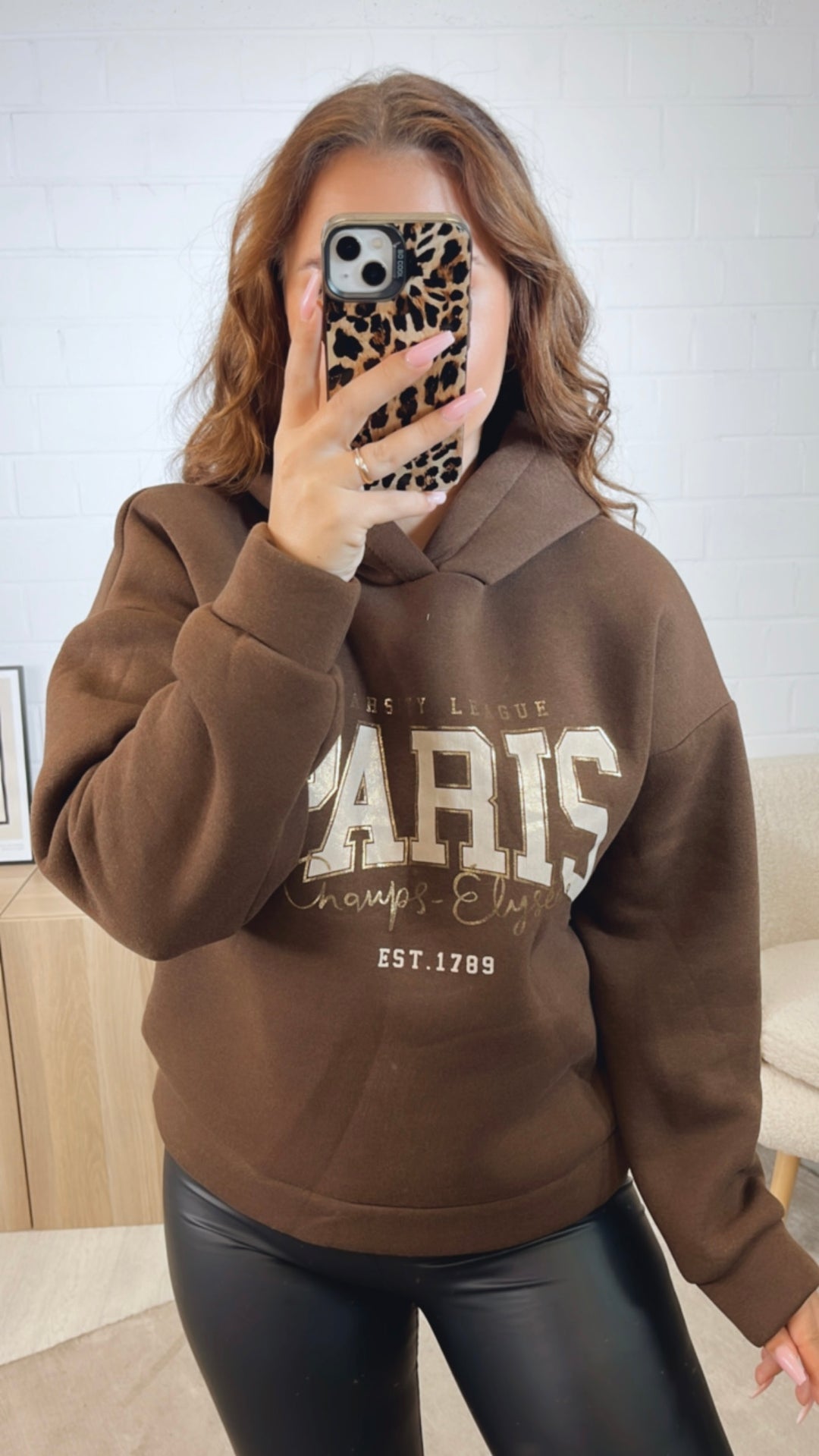 Kapuzen Hoodie " Paris " / schoko braun Art. 12487