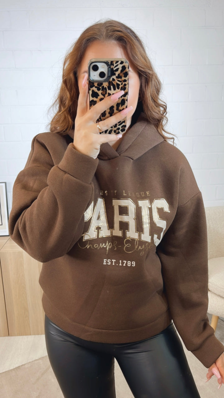 Kapuzen Hoodie " Paris " / schoko braun Art. 12487