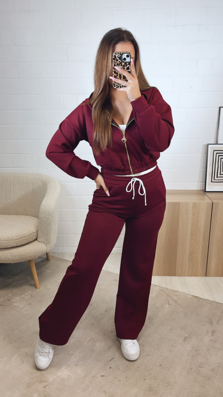 dreiteiliges Set aus Hose, Jacke und Bustier Top " Your outfit can be " / bordeaux rot Art. 12743