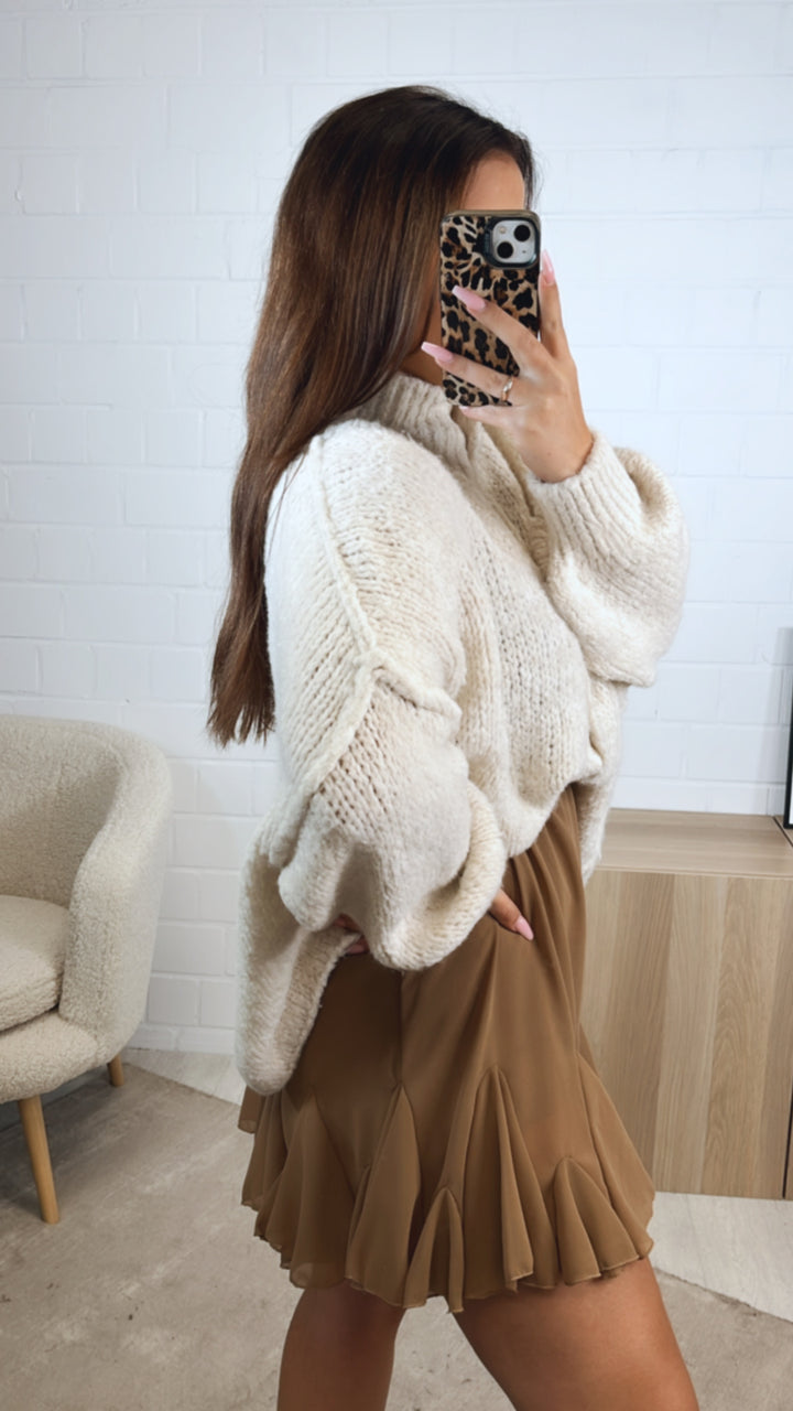 Chiffon Rock mit Volant / cappuccino Art. 12735