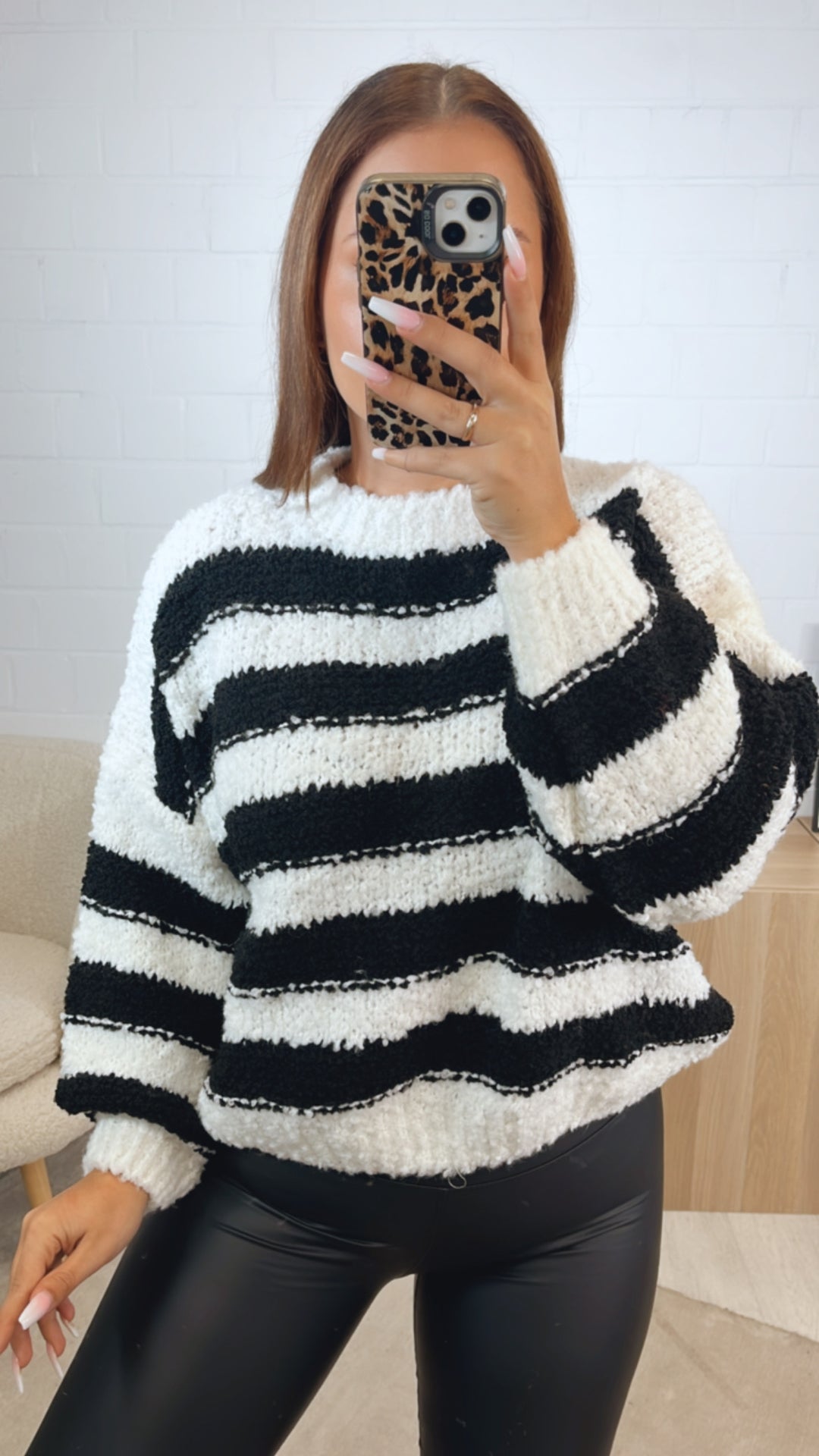 TEDDY Pullover mit Streifen / weiss - schwarz Art. 12441