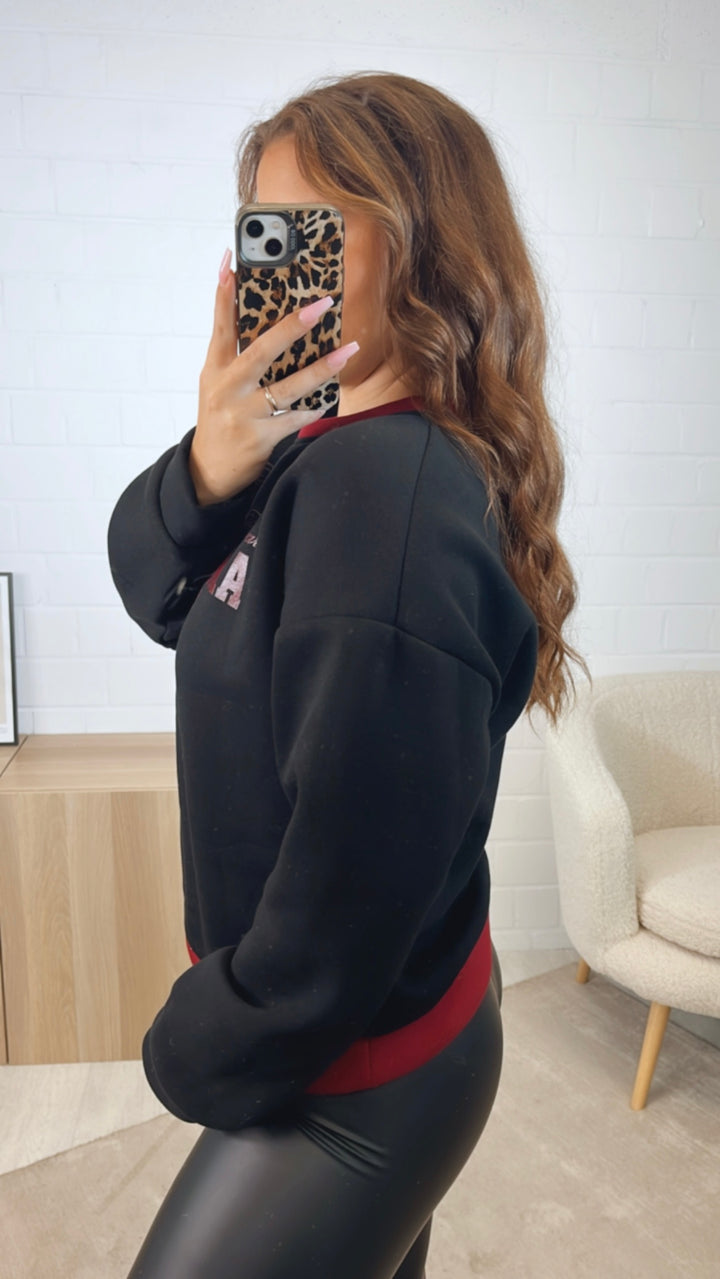 Pullover " California " / schwarz - rot Art. 12489