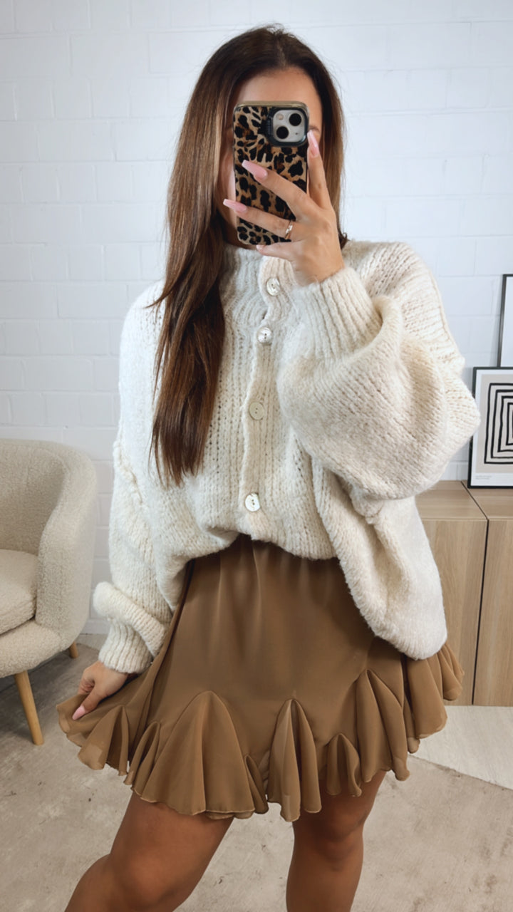 Chiffon Rock mit Volant / cappuccino Art. 12735