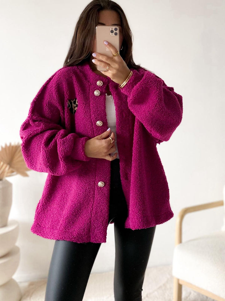TEDDY Jacke mit gold - silbernen Knöpfen, Leo Herz / brombeere Art. 12643