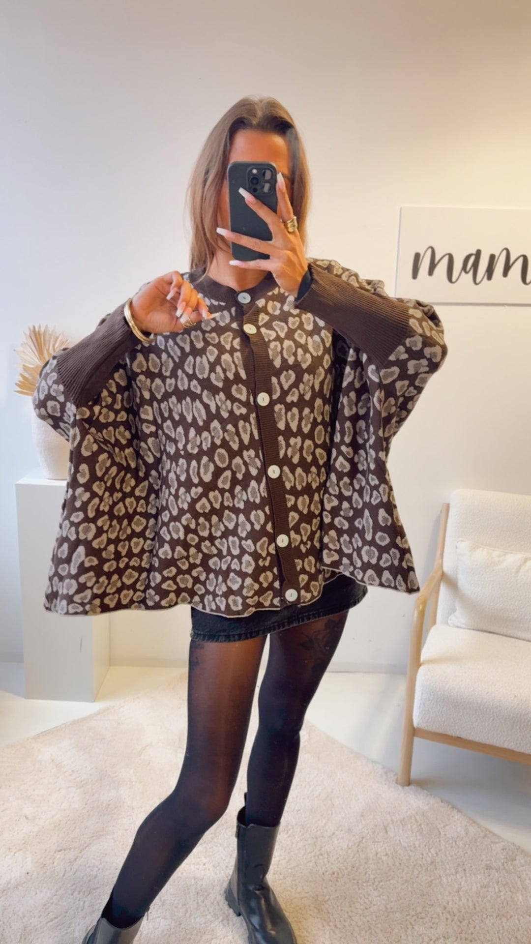 LEO Cardigan / Pullover  - ultra weicher mit Fledermausärmeln / Schoko braun - beige Art. 12760 KHX