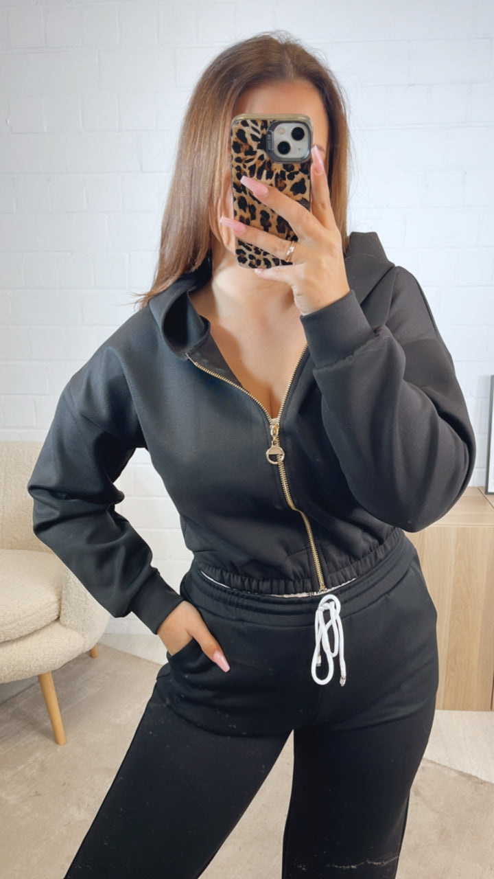 dreiteiliges Set aus Hose, Jacke und Bustier Top " Your outfit can be " / schwarz Art. 12737
