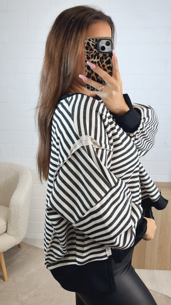 STREIFEN used - Look Sweater / schwarz - weiss Art. 12715