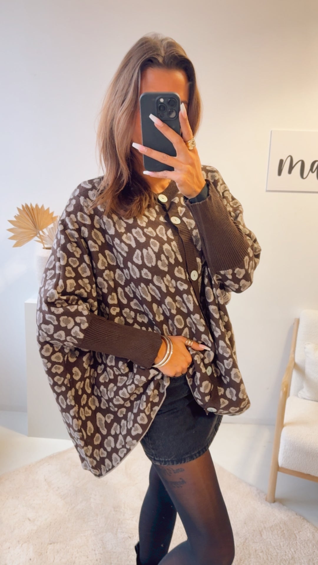 LEO Cardigan / Pullover  - ultra weicher mit Fledermausärmeln / Schoko braun - beige Art. 12760 KHX