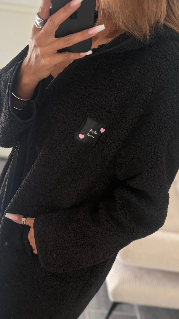 TEDDY längere Jacke " Hello Lover " / schwarz Art. 12657