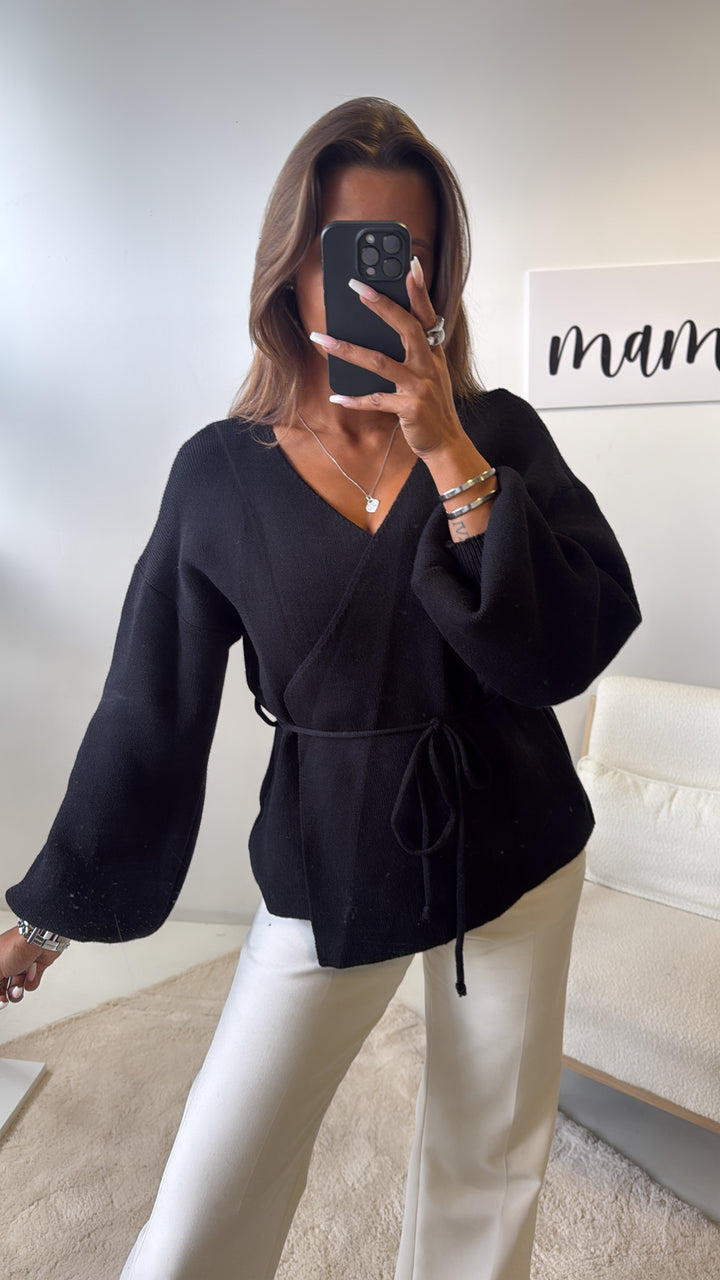 Strick Jacke zum Wickeln / schwarz Art. 12432