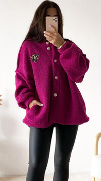 TEDDY Jacke mit gold - silbernen Knöpfen, Leo Herz / brombeere Art. 12643