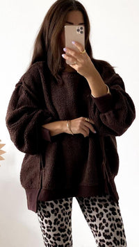 Sweater im TEDDY Look / dunkel braun Art. 12649