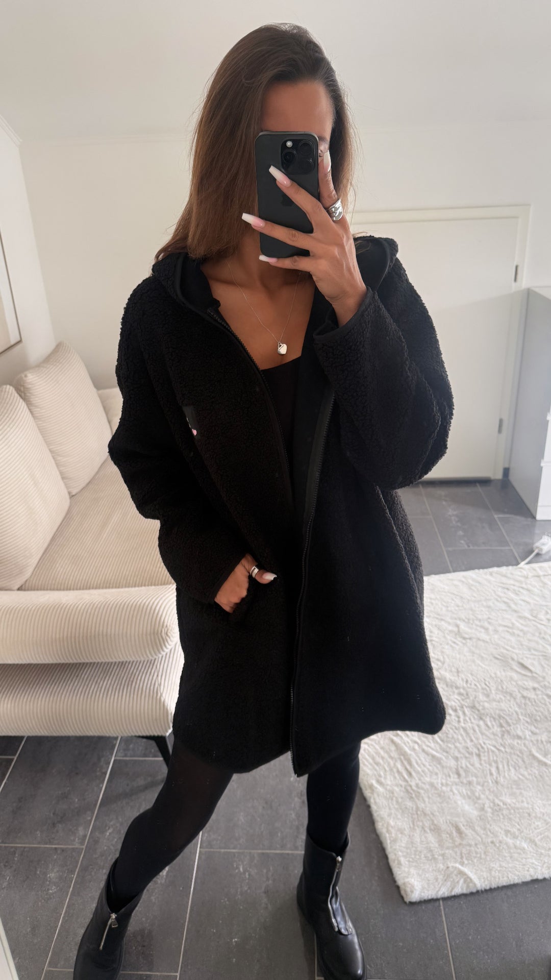 TEDDY längere Jacke " Hello Lover " / schwarz Art. 12657