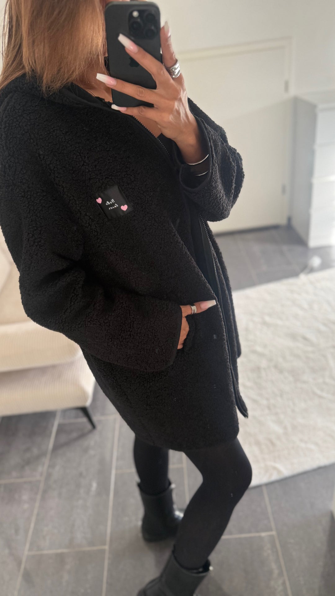 TEDDY längere Jacke " Hello Lover " / schwarz Art. 12657