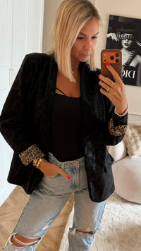 SMOKE LEDEROPTIK Blazer mit Leo Akzenten, Schimmeroptik / schwarz Art. 12683