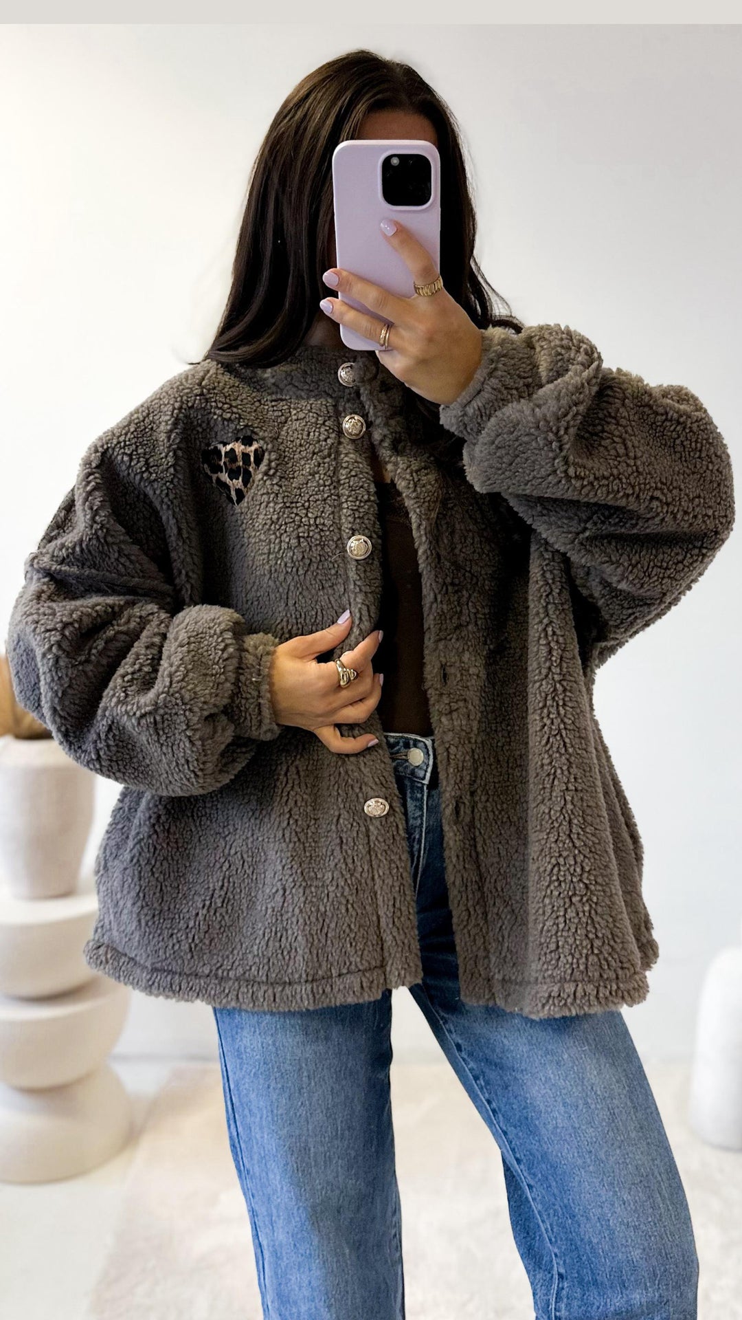 TEDDY Jacke mit golden Knöpfen, Leo Herz / taupe Art. 12643