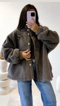 TEDDY Jacke mit golden Knöpfen, Leo Herz / taupe Art. 12643